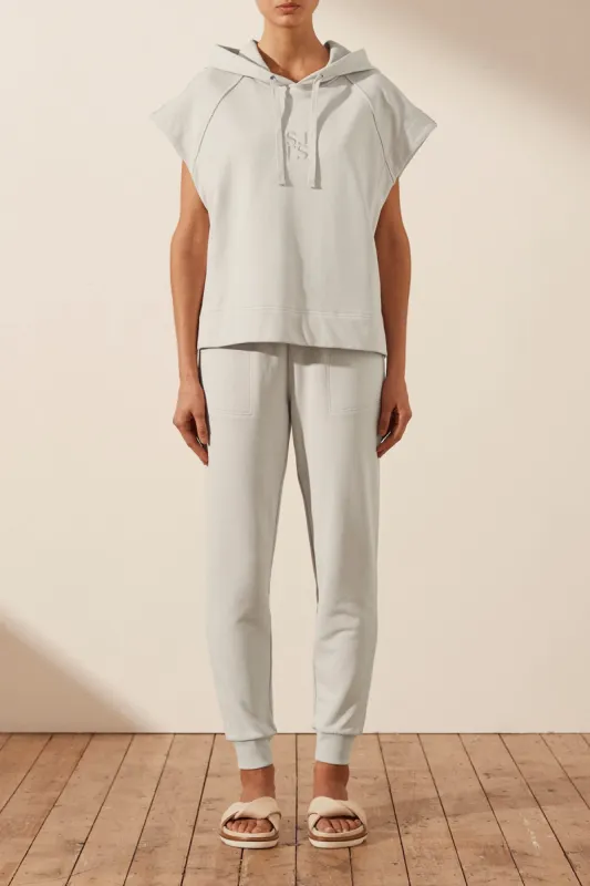 SJ LOGO SLEEVELESS HOODIE - POWDER GREY sold by Shona Joy