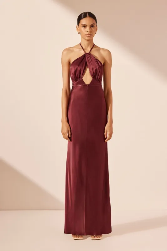 ELIA CROSS BACK HALTER MAXI DRESS - SHIRAZ sold by Shona Joy