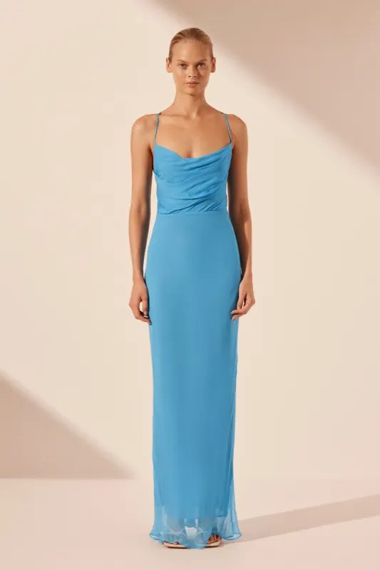 MARGOT LACE BACK BIAS MAXI DRESS - AQUA sold by Shona Joy
