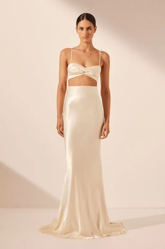 LA LUNE HIGH WAIST MAXI SKIRT - CREAM sold by Shona Joy