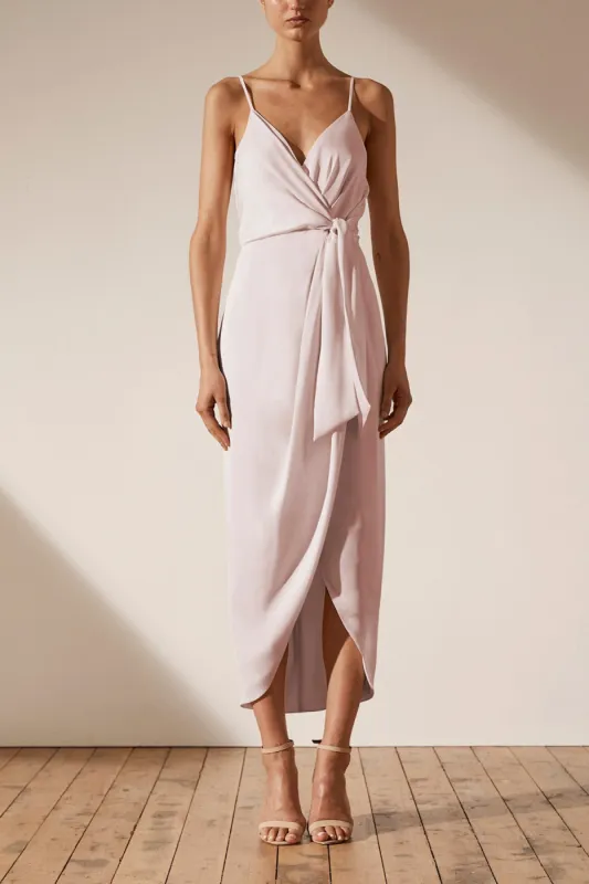 LUXE TIE FRONT COCKTAIL DRESS - PORCELAIN sold by Shona Joy