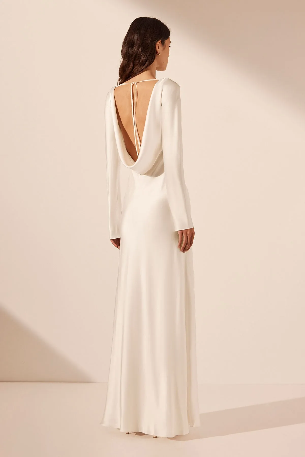 LA LUNE CUMULUS SILK BACKLESS LACE SPLIT MAXI DRESS - IVORY sold by Shona Joy product image thumbnail 4