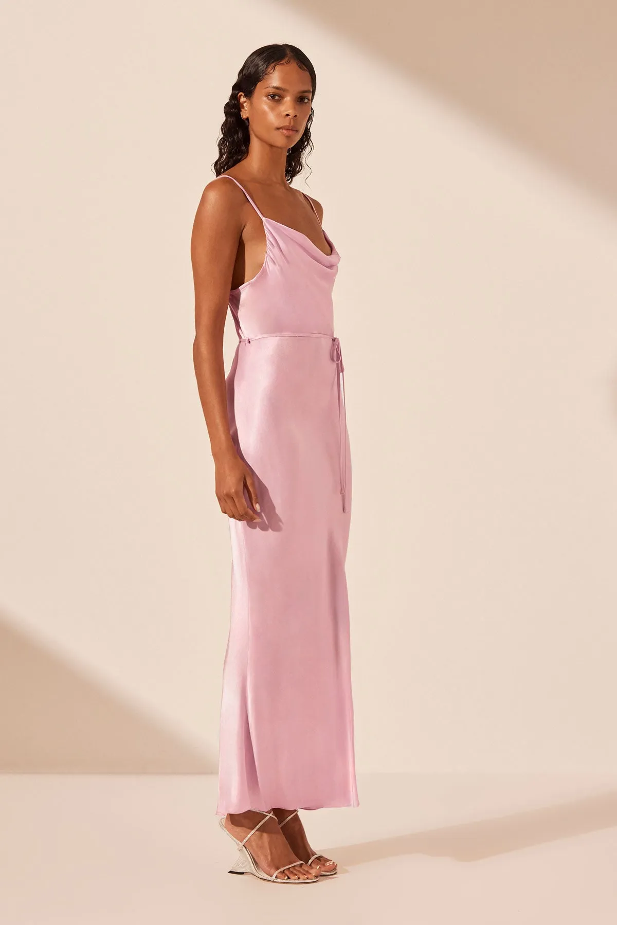 LA LUNE BIAS COWL MIDI DRESS - PEONY sold by Shona Joy product image thumbnail 3