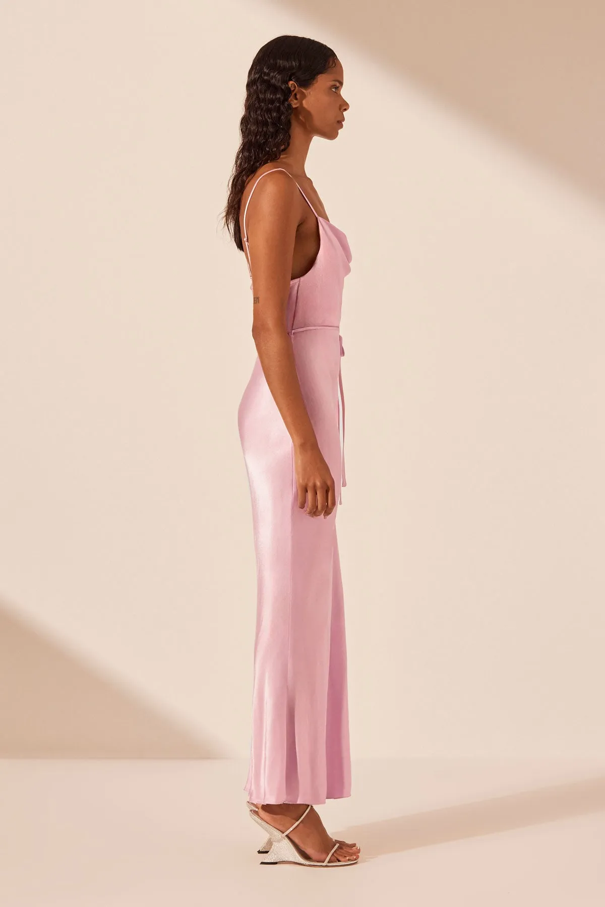 LA LUNE BIAS COWL MIDI DRESS - PEONY sold by Shona Joy product image thumbnail 4