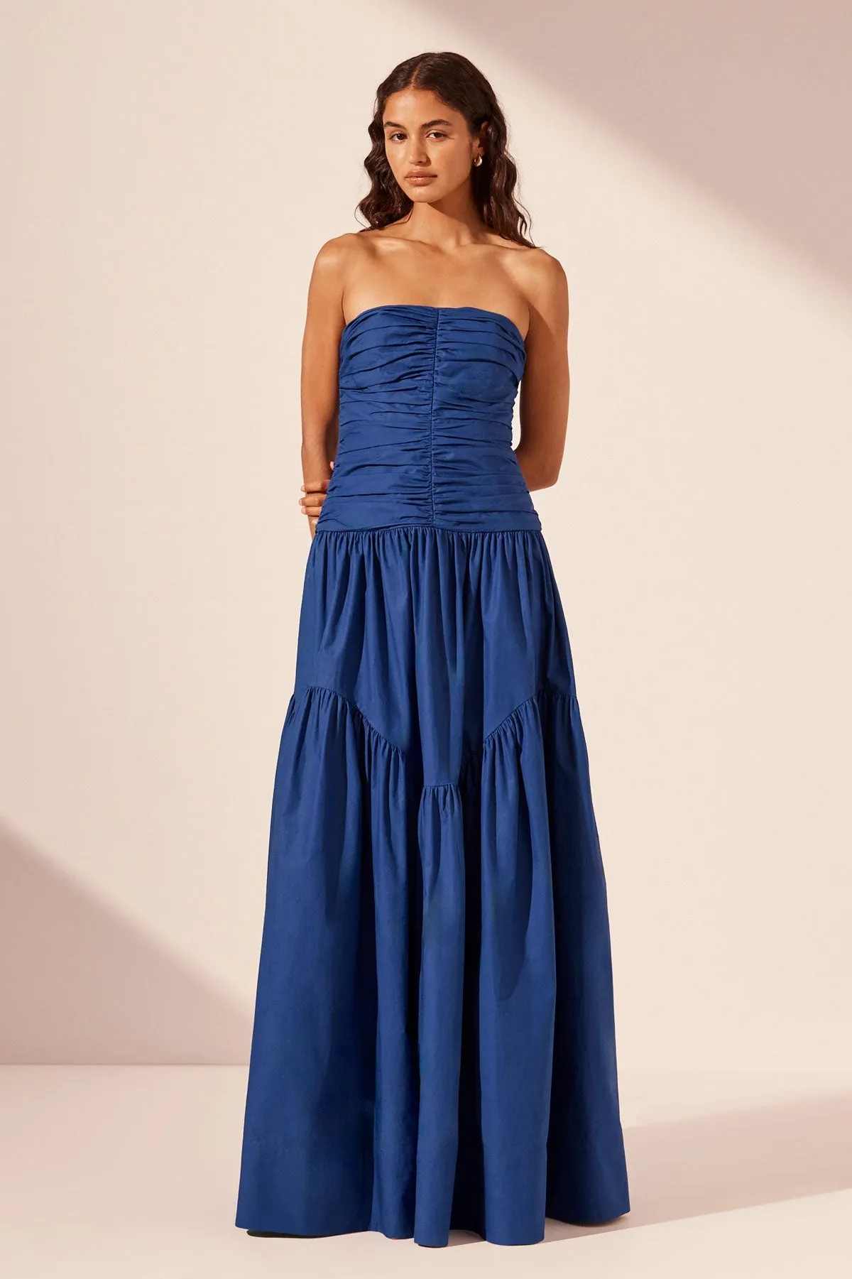 MAIORI CONTOUR RUCHED MAXI DRESS - AZURE sold by Shona Joy