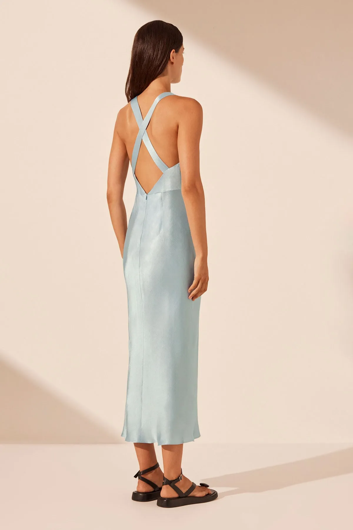 CAMILLE LACE CROSS BACK MIDI DRESS - COOL BLUE/BLACK sold by Shona Joy product image thumbnail 5