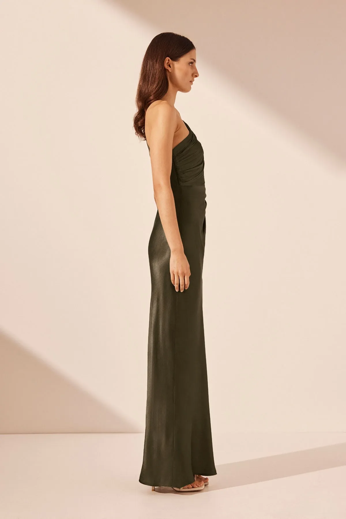 LA LUNE ASYMMETRICAL GATHERED MAXI DRESS - FOREST sold by Shona Joy product image thumbnail 4