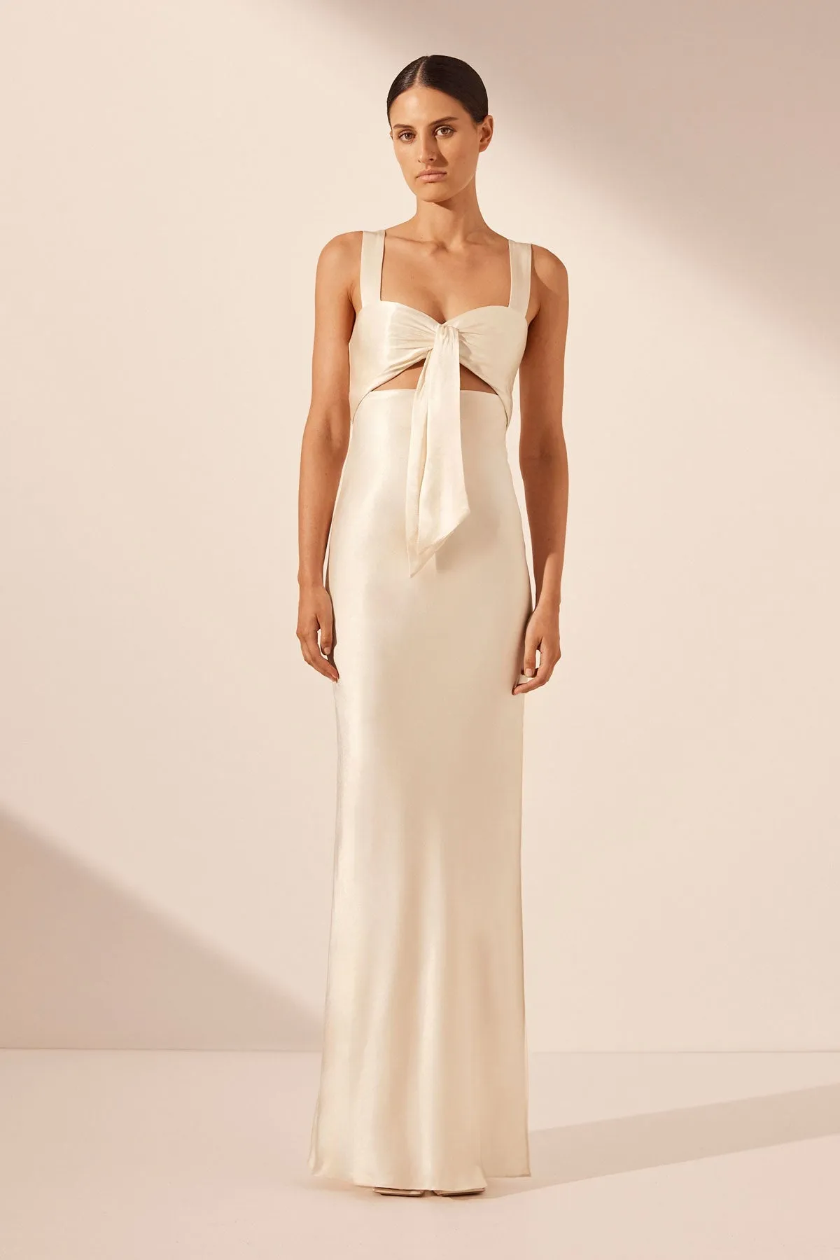 LA LUNE BOW TIE MAXI DRESS - CREAM sold by Shona Joy