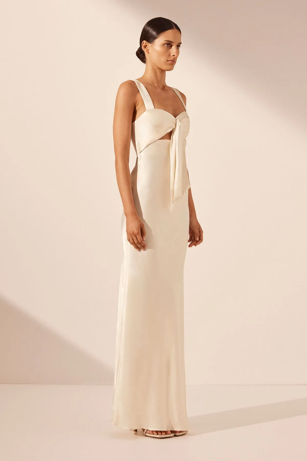 LA LUNE BOW TIE MAXI DRESS - CREAM sold by Shona Joy product image thumbnail 2