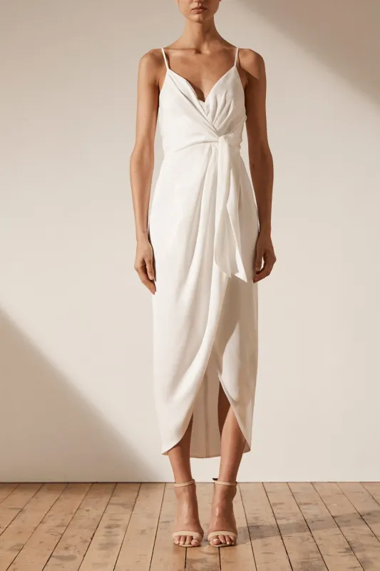 LUXE TIE FRONT COCKTAIL DRESS - IVORY sold by Shona Joy