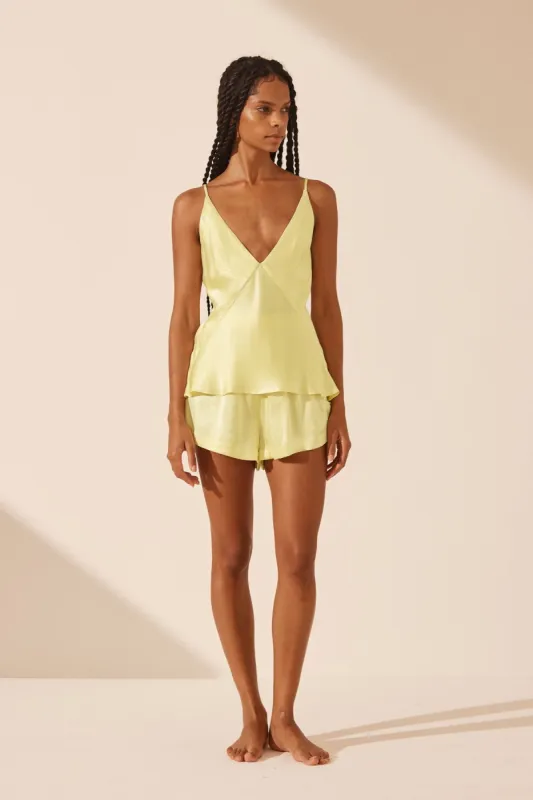 LA LUNE LOUNGE PLUNGED SLIP CAMI SET - LEMON sold by Shona Joy