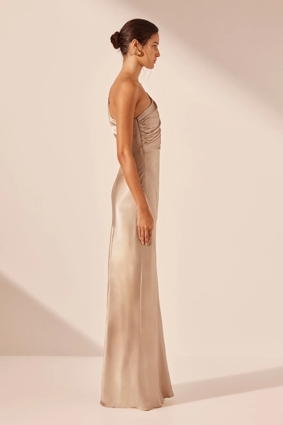 LA LUNE ASYMMETRICAL GATHERED MAXI DRESS - GOLD sold by Shona Joy product image thumbnail 4