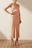 LA LUNE ASYMMETRICAL BIAS COWL MIDI DRESS - DESERT ROSE sold by Shona Joy