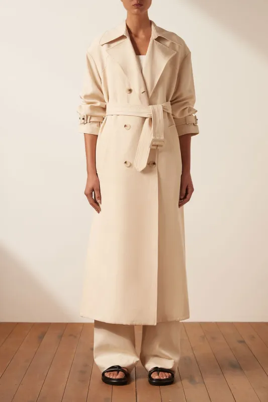 MATILDA LINEN TRENCH COAT - CREMA sold by Shona Joy