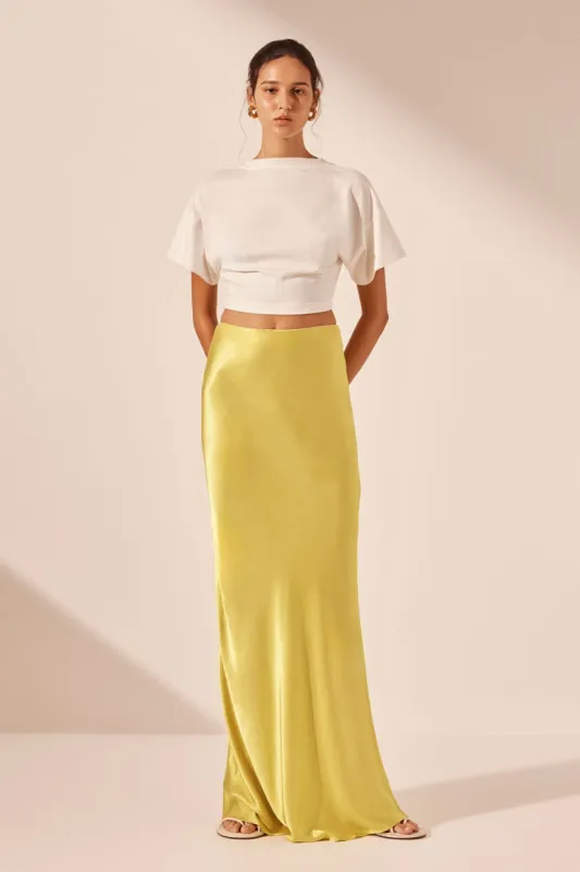 SOFIA BIAS CUT MAXI SKIRT - LIME sold by Shona Joy