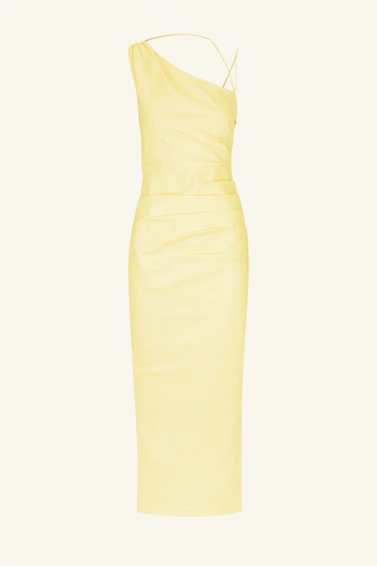 LANI ASYMMETRICAL GATHERED MIDI DRESS - LEMON sold by Shona Joy product image thumbnail 5