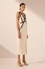 CAMILLE LACE CROSS BACK MIDI DRESS - CREAM/BLACK sold by Shona Joy