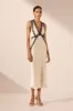 CAMILLE LACE CROSS BACK MIDI DRESS - CREAM/BLACK sold by Shona Joy