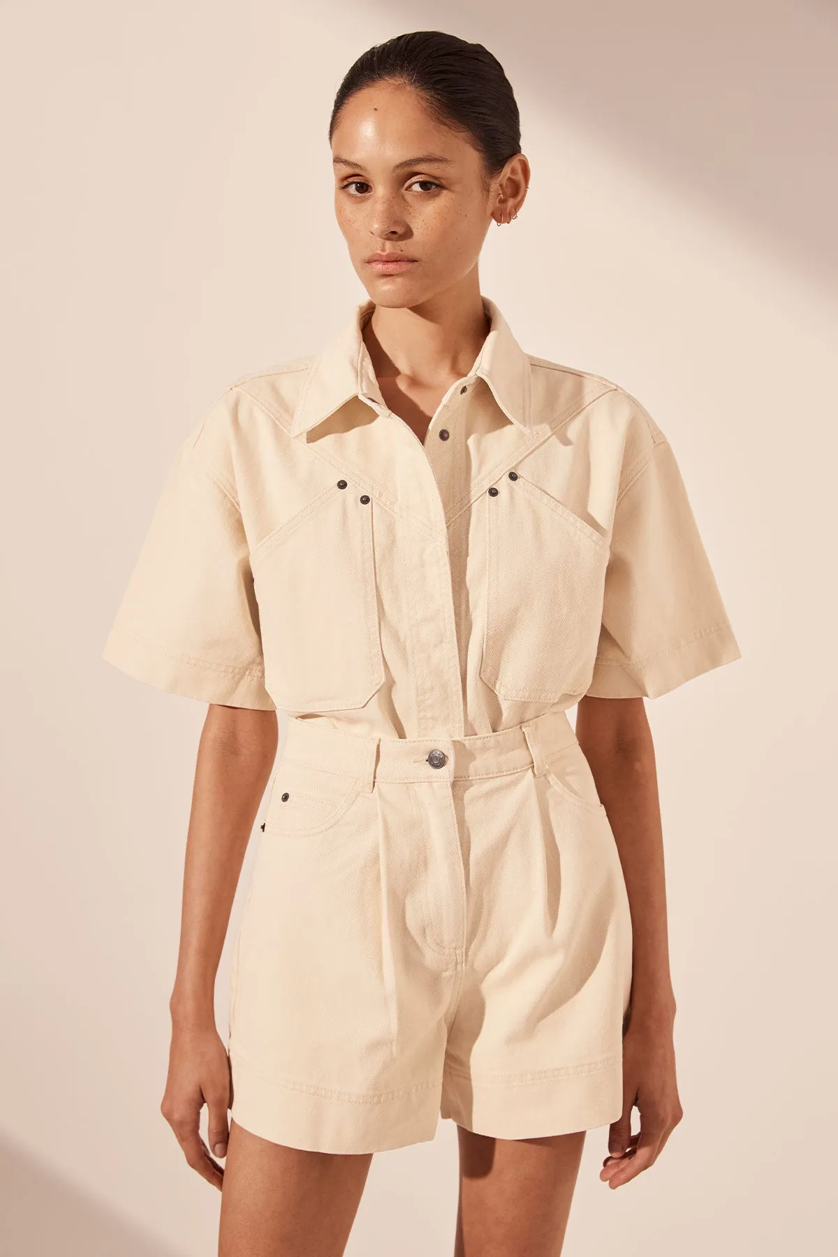 SIERRA SHORT SLEEVE SHIRT - CREAM sold by Shona Joy product image thumbnail 2