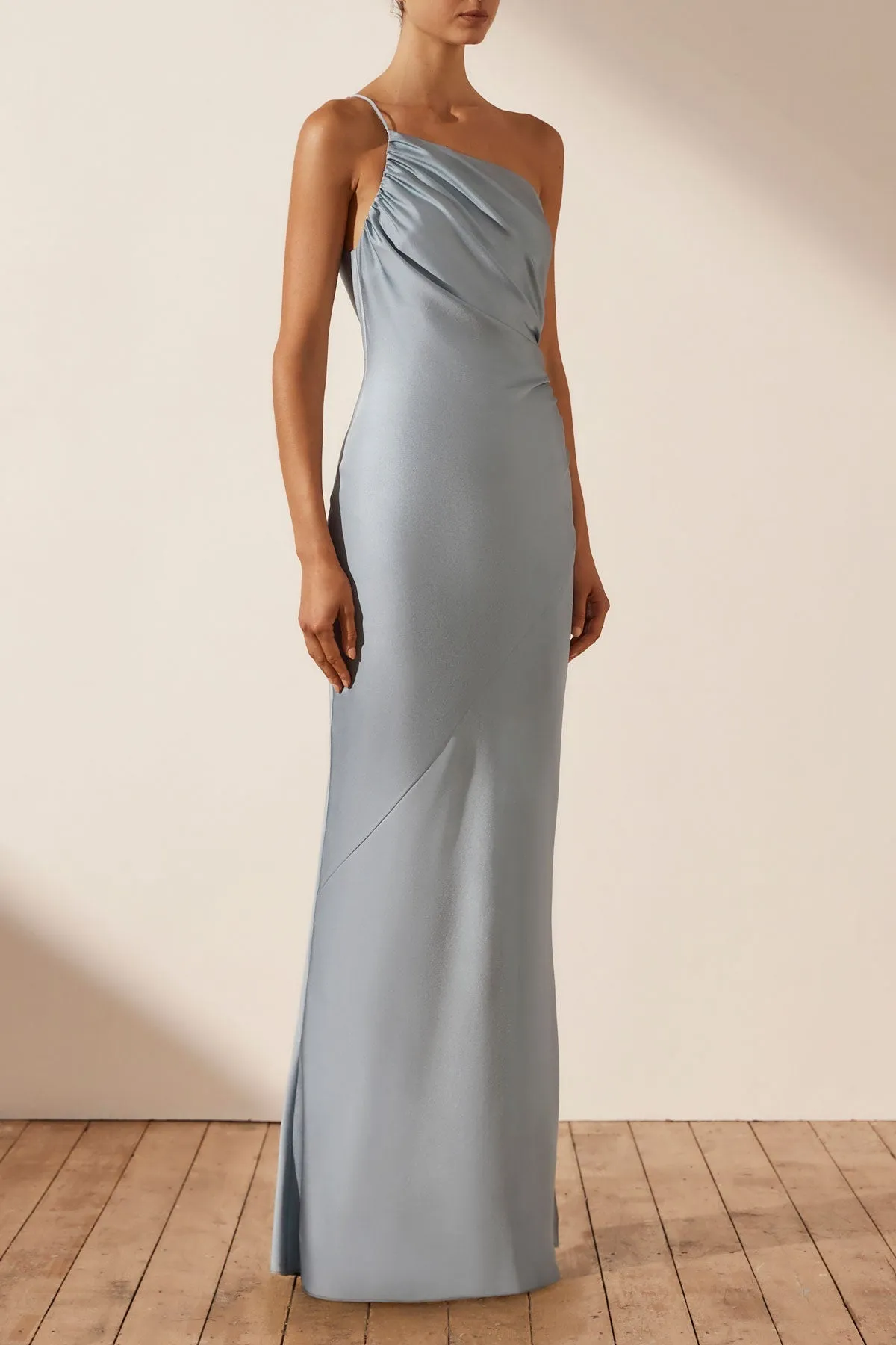 LUXE ASYMMETRICAL GATHERED MAXI DRESS - AZURE sold by Shona Joy product image thumbnail 2