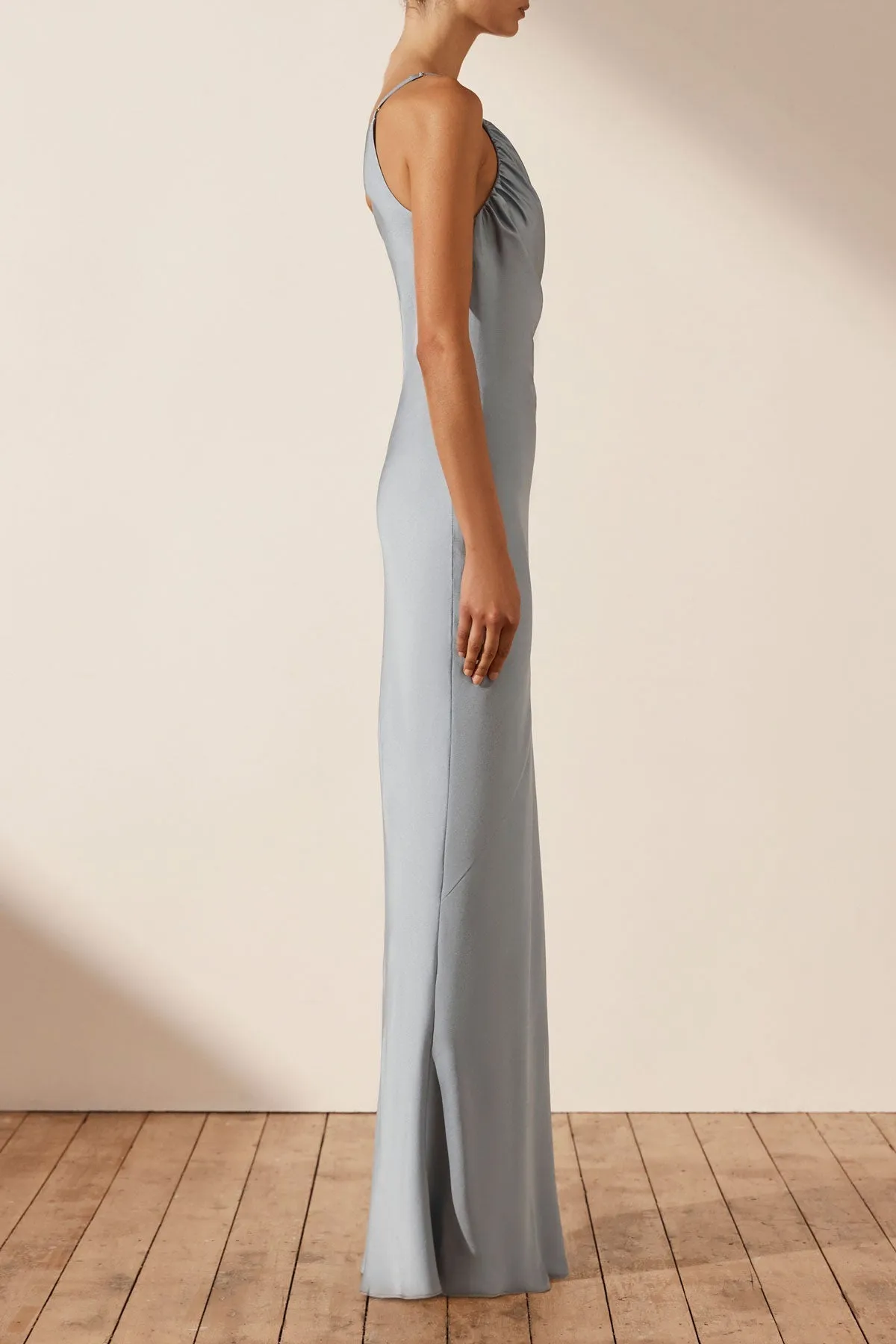 LUXE ASYMMETRICAL GATHERED MAXI DRESS - AZURE sold by Shona Joy product image thumbnail 3