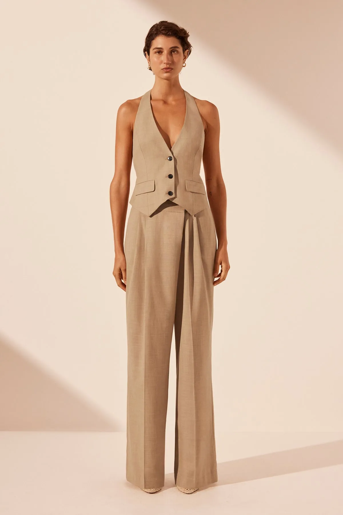 ASHER ASYMMETRICAL PLEAT FRONT PANT - LATTE sold by Shona Joy product image thumbnail 5