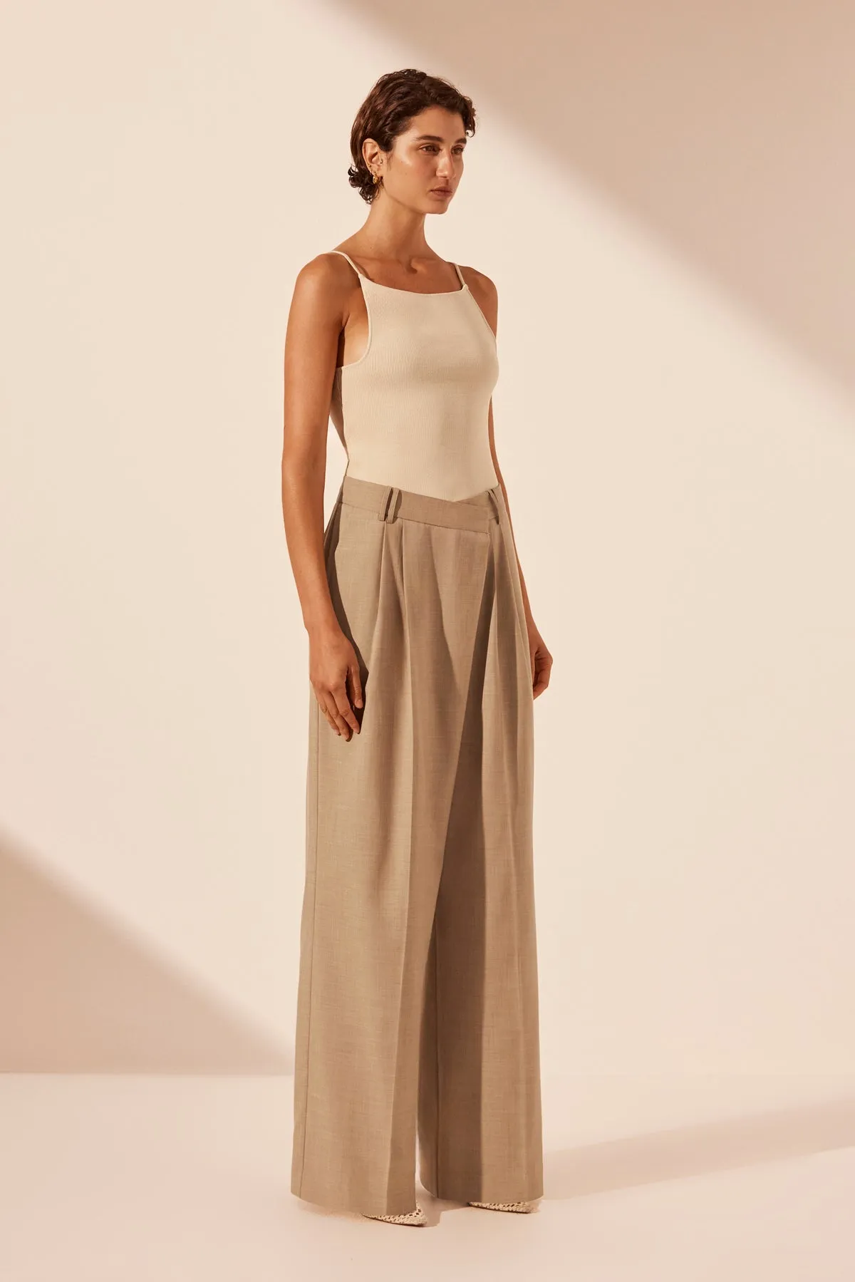ASHER ASYMMETRICAL PLEAT FRONT PANT - LATTE sold by Shona Joy product image thumbnail 2