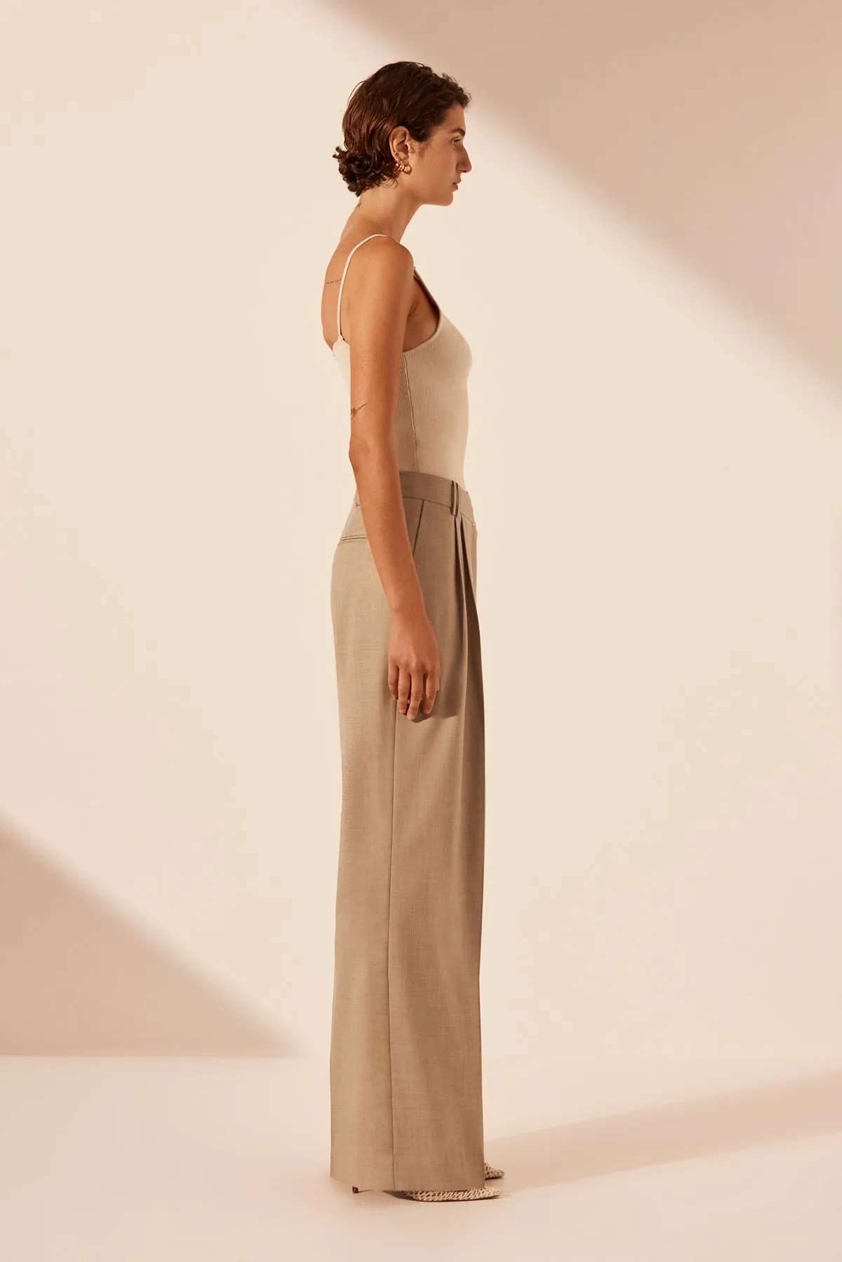ASHER ASYMMETRICAL PLEAT FRONT PANT - LATTE sold by Shona Joy product image thumbnail 3