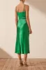 LANA CORDED RUCHED MIDI DRESS - TREE GREEN sold by Shona Joy