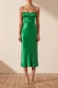 LANA CORDED RUCHED MIDI DRESS - TREE GREEN sold by Shona Joy