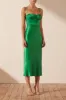 LANA CORDED RUCHED MIDI DRESS - TREE GREEN sold by Shona Joy