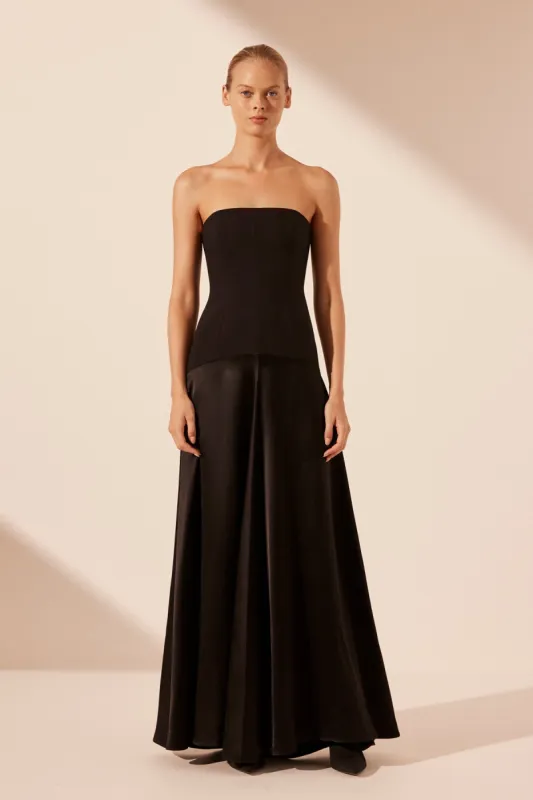 ADRI STRAPLESS PANELLED MAXI DRESS - BLACK sold by Shona Joy