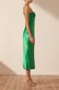LANA CORDED RUCHED MIDI DRESS - TREE GREEN sold by Shona Joy