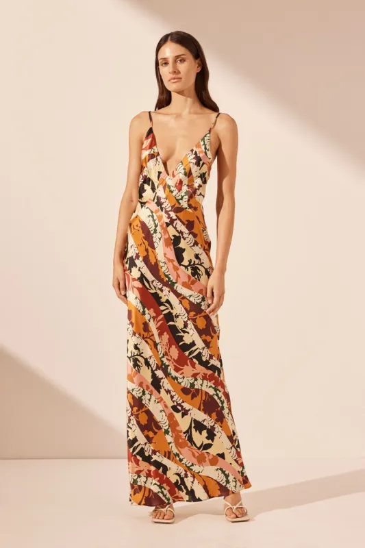CIELO SILK PLUNGED MAXI DRESS sold by Shona Joy