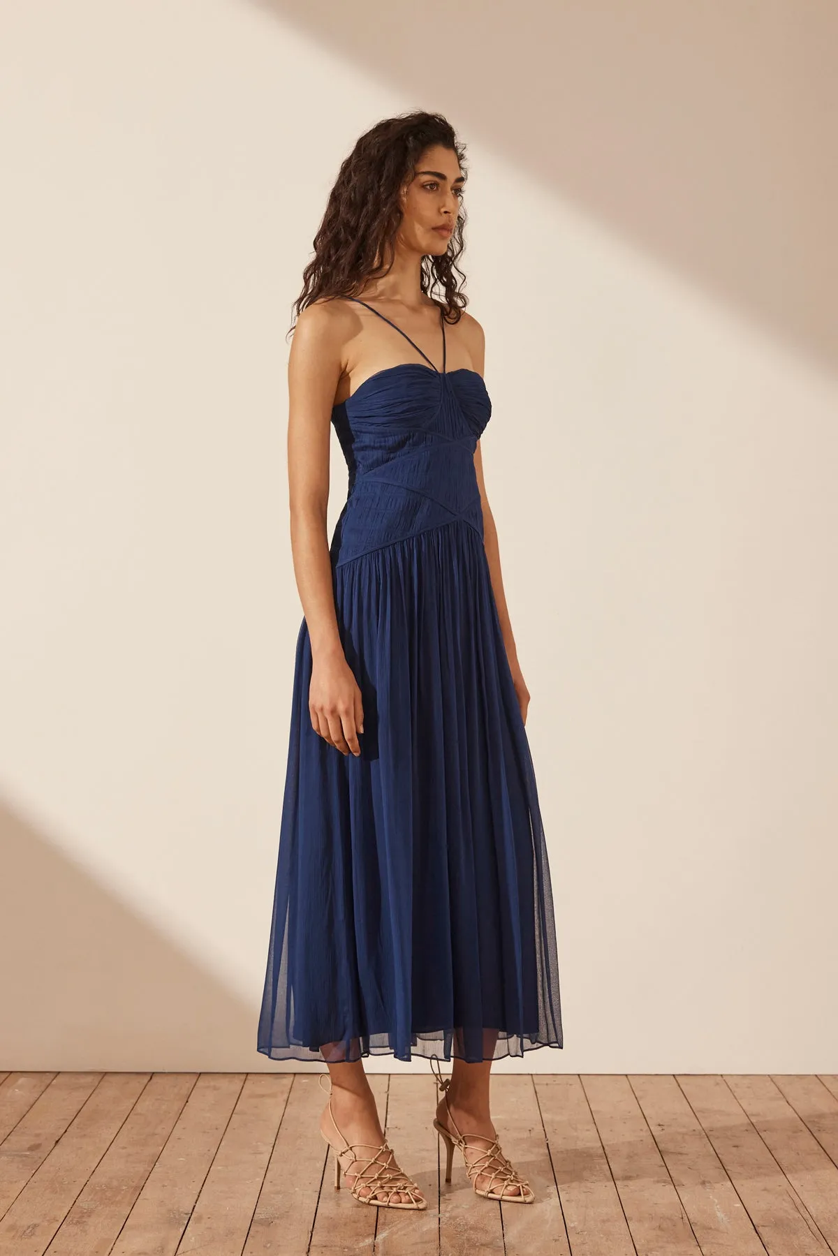 ISOLA RUCHED BODICE MIDI DRESS - TYRRHENIAN BLUE sold by Shona Joy product image thumbnail 2