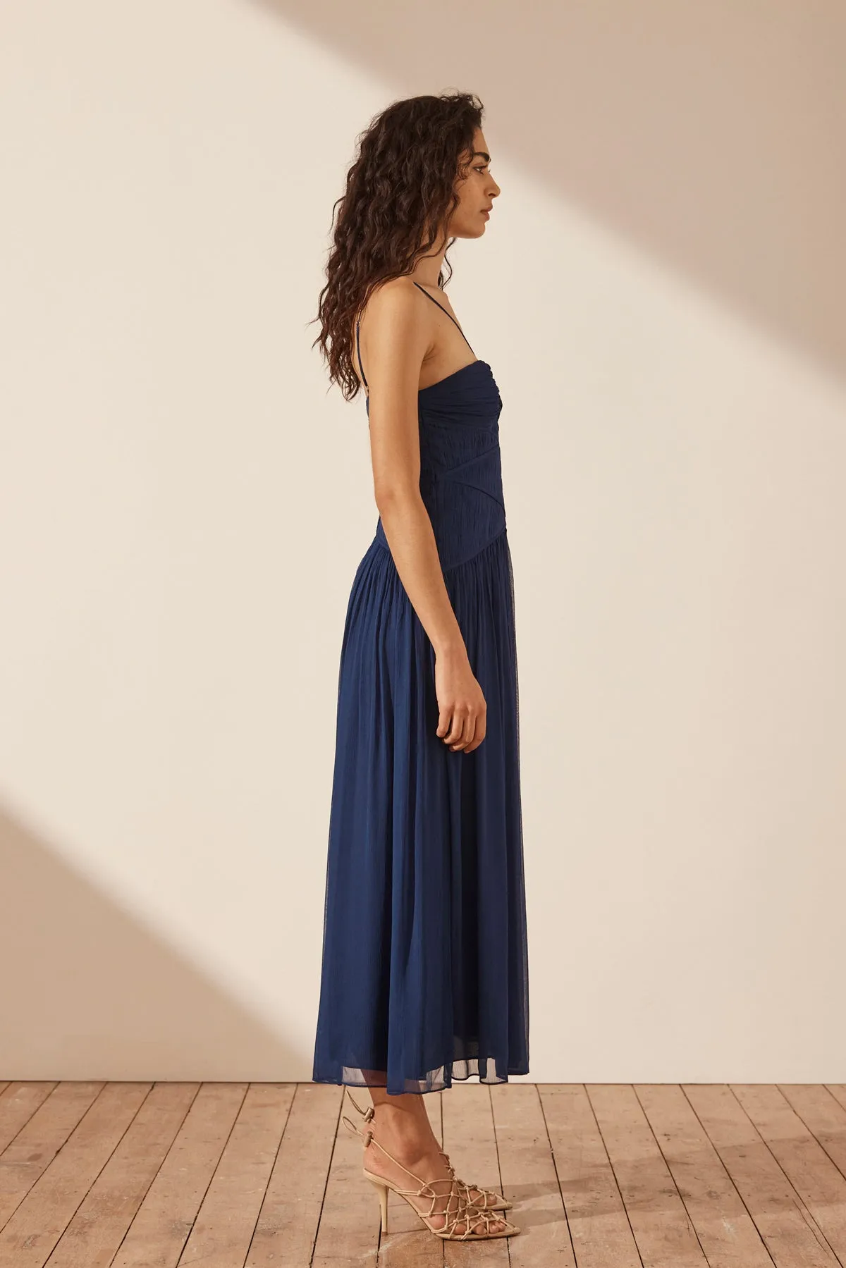 ISOLA RUCHED BODICE MIDI DRESS - TYRRHENIAN BLUE sold by Shona Joy product image thumbnail 3