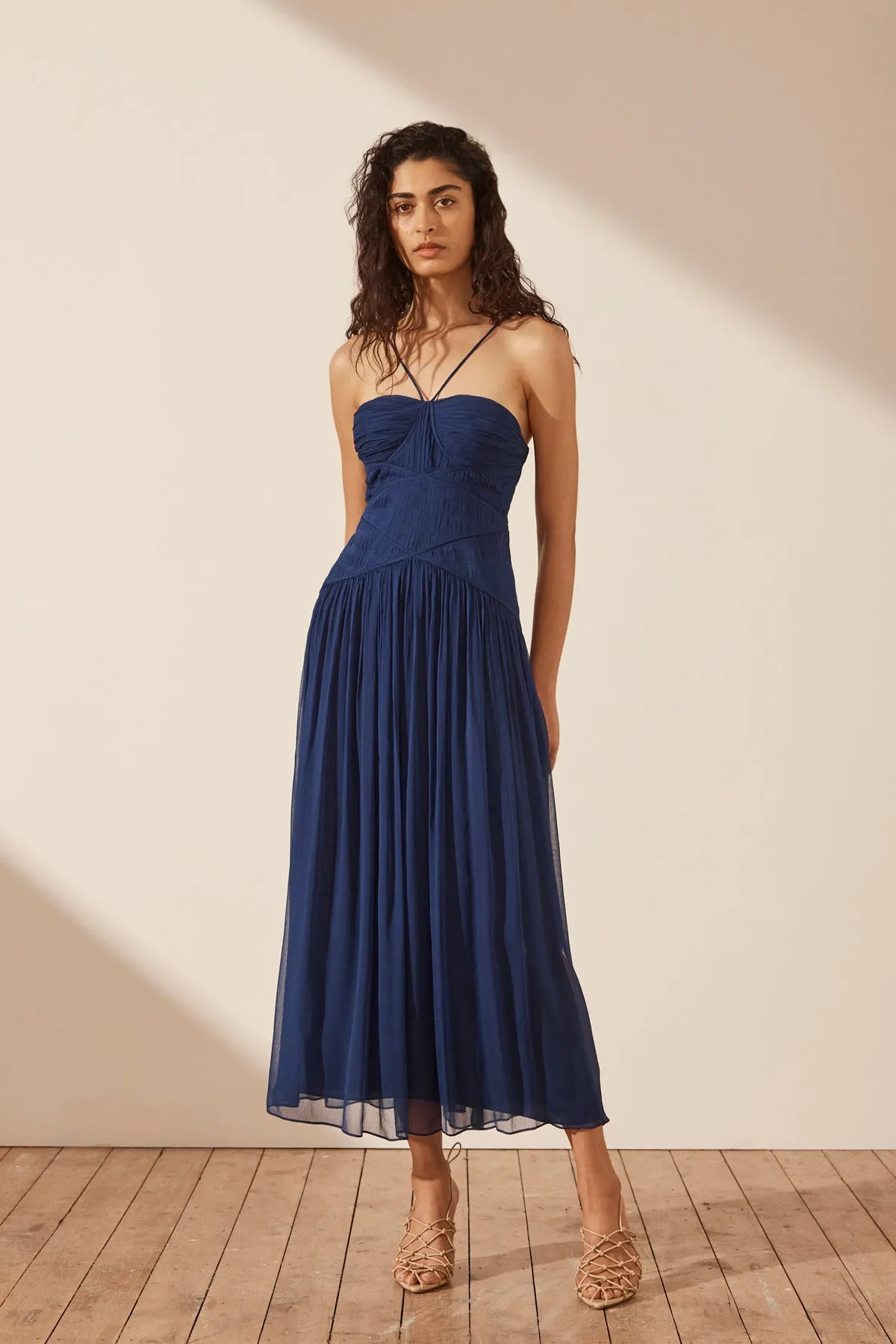 ISOLA RUCHED BODICE MIDI DRESS - TYRRHENIAN BLUE sold by Shona Joy