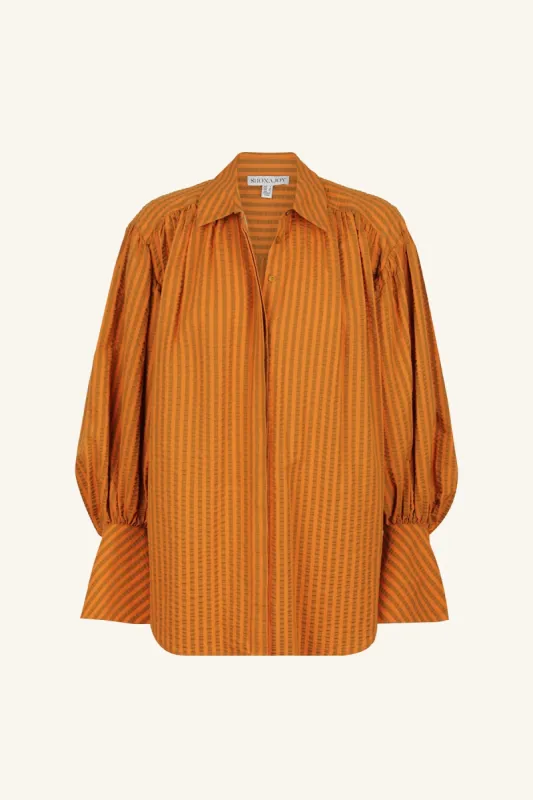 HELE BALLOON SLEEVE SHIRT - PAPAYA/WALNUT sold by Shona Joy