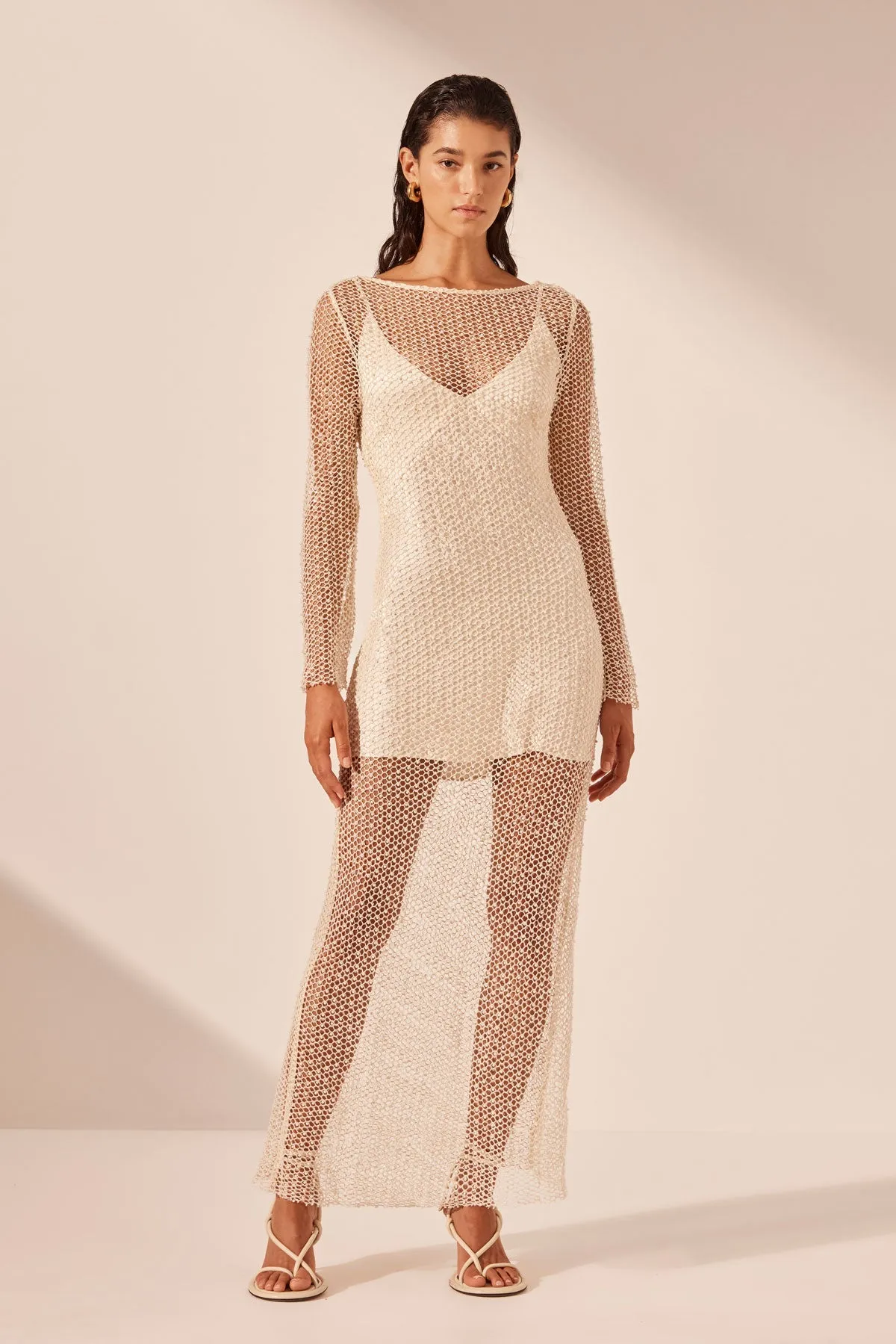 KIARA LONG SLEEVE SHEER MAXI DRESS sold by Shona Joy