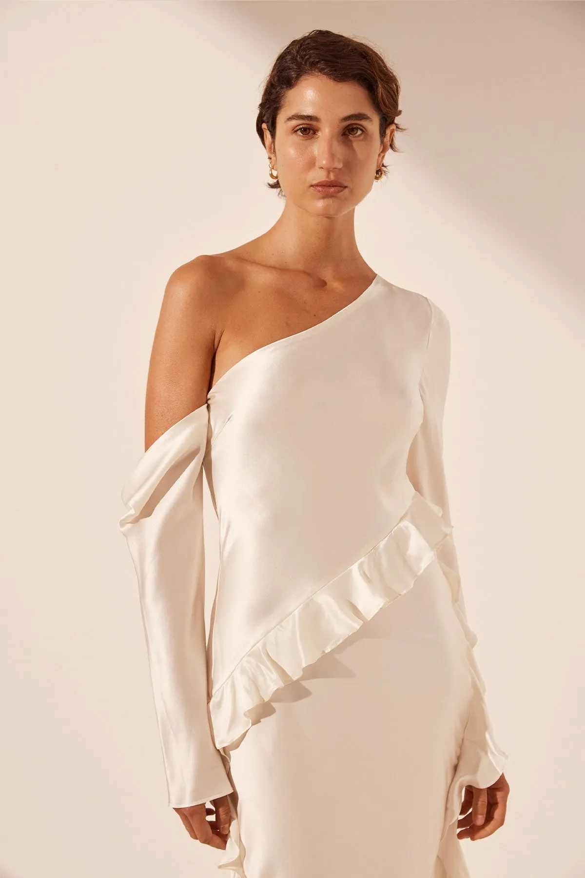 silk laundry asymmetrical ruffle dress Elisa Ruffles Layered Asymmetrical Dress L / Blue main image 0