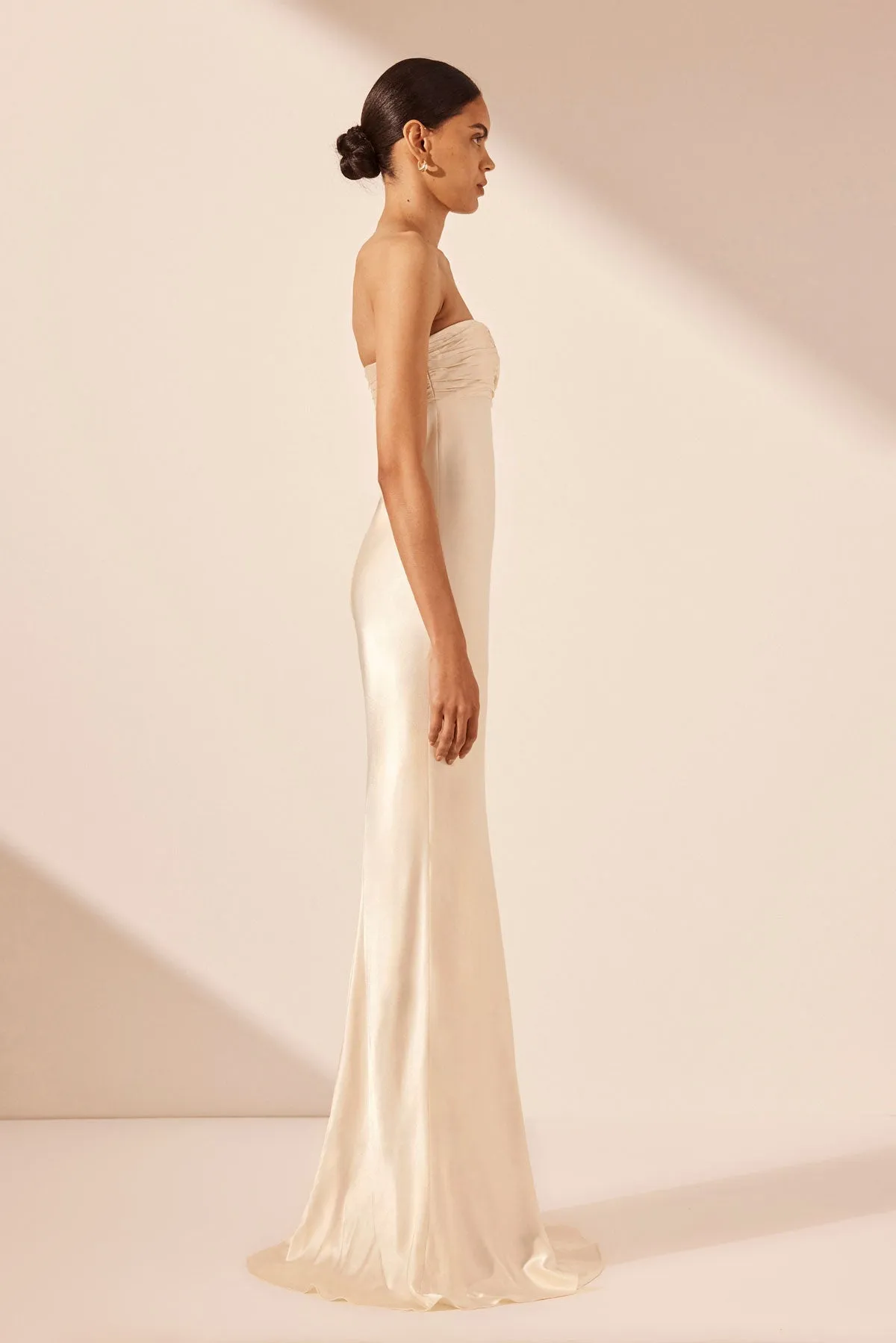 LA LUNE STRAPLESS RUCHED BODICE MAXI DRESS - CREAM sold by Shona Joy product image thumbnail 3