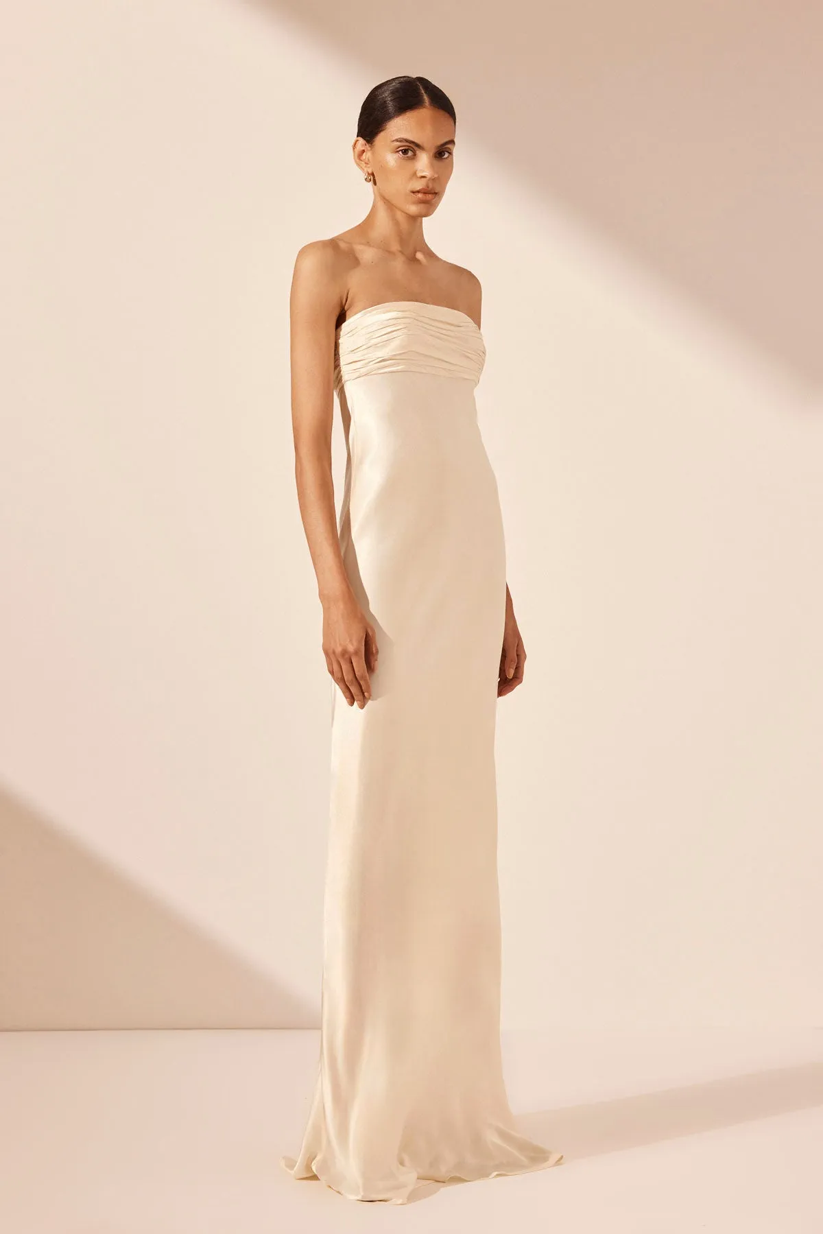 LA LUNE STRAPLESS RUCHED BODICE MAXI DRESS - CREAM sold by Shona Joy product image thumbnail 2