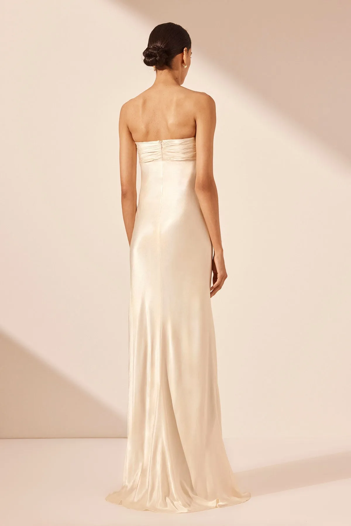 LA LUNE STRAPLESS RUCHED BODICE MAXI DRESS - CREAM sold by Shona Joy product image thumbnail 4