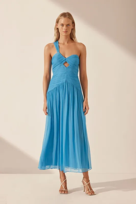 MARGOT ONE SHOULDER MIDI DRESS - AQUA sold by Shona Joy