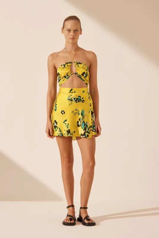 ROMILLY SILK CROSS FRONT CUT OUT MINI DRESS sold by Shona Joy