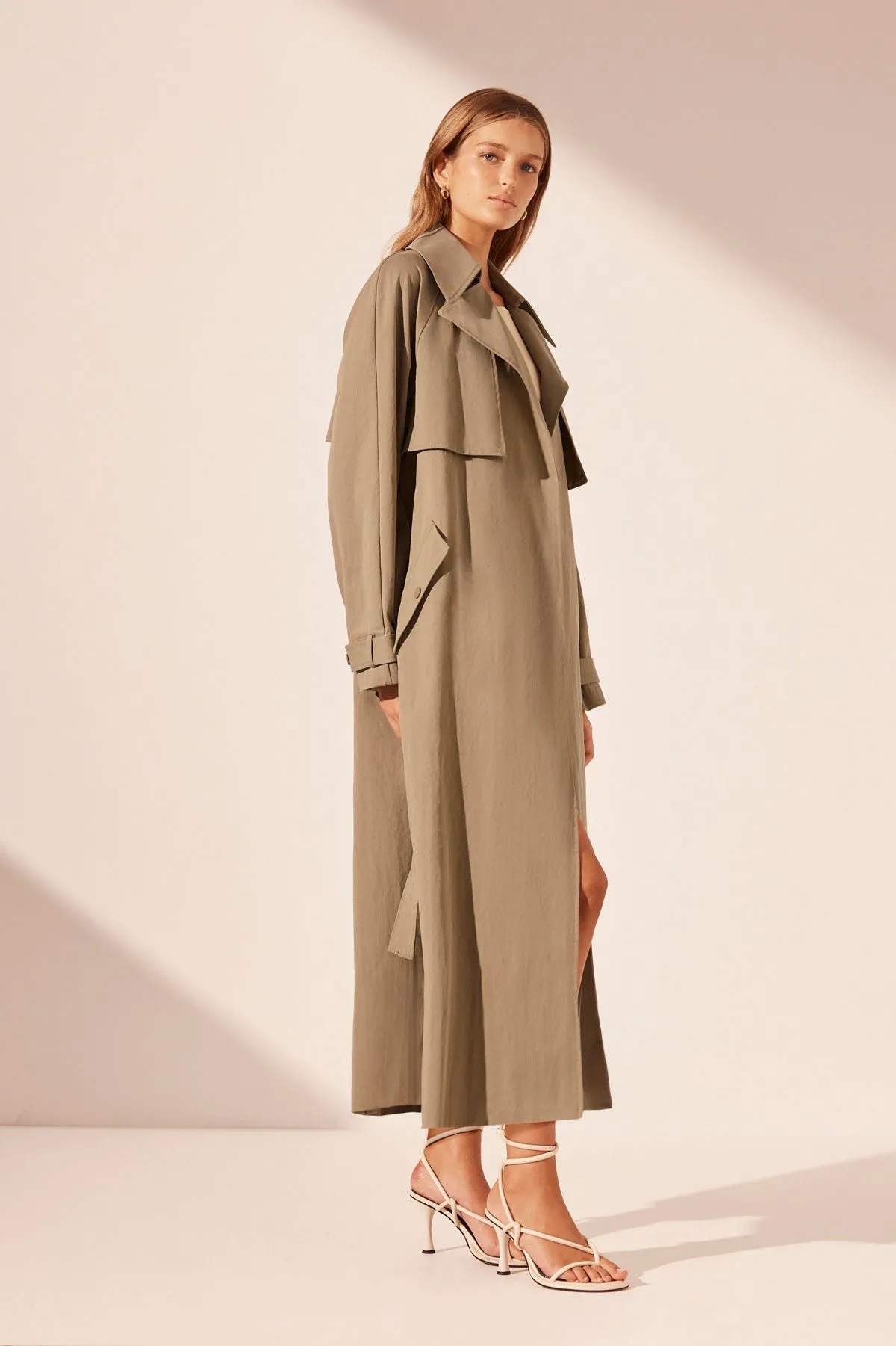 KAI RELAXED TRENCH COAT - GREY KHAKI sold by Shona Joy product image thumbnail 4
