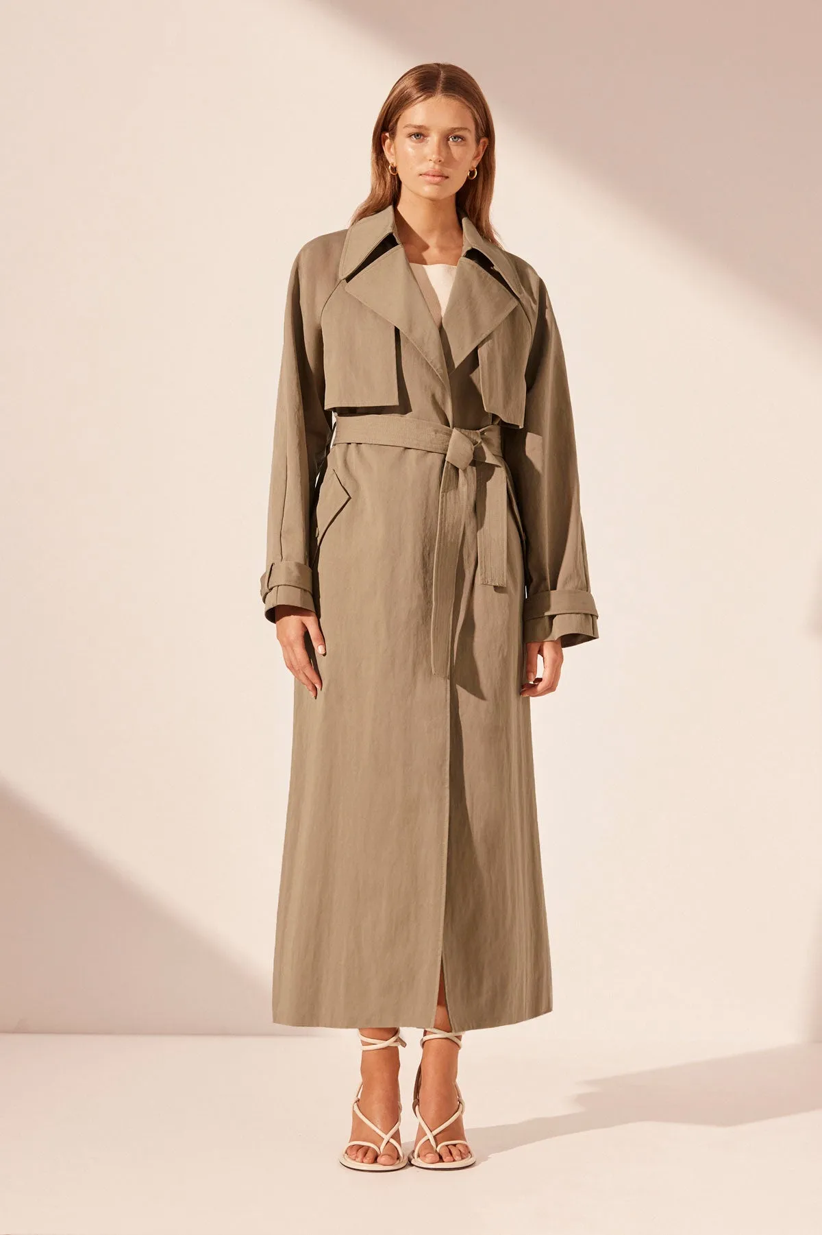 KAI RELAXED TRENCH COAT - GREY KHAKI sold by Shona Joy