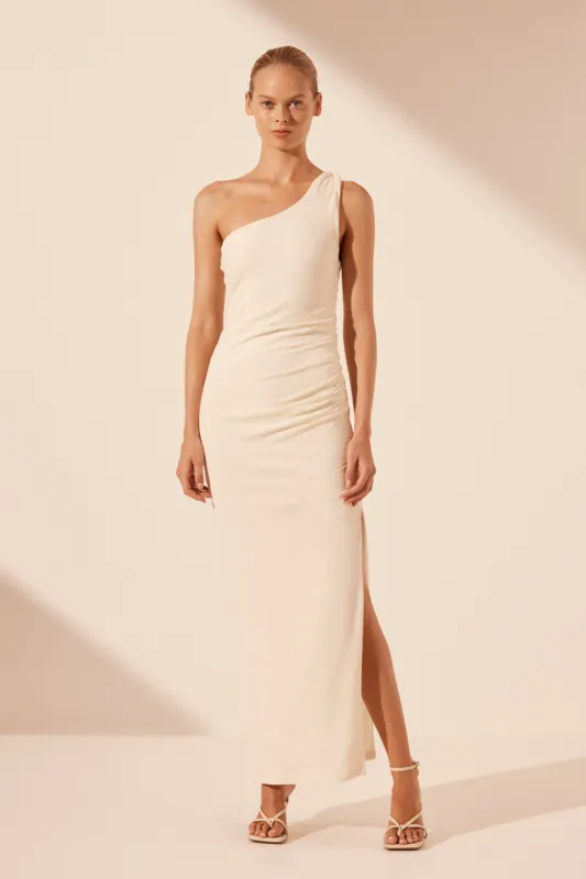 BEAU ASYMMETRICAL TWIST MAXI DRESS - RICE sold by Shona Joy