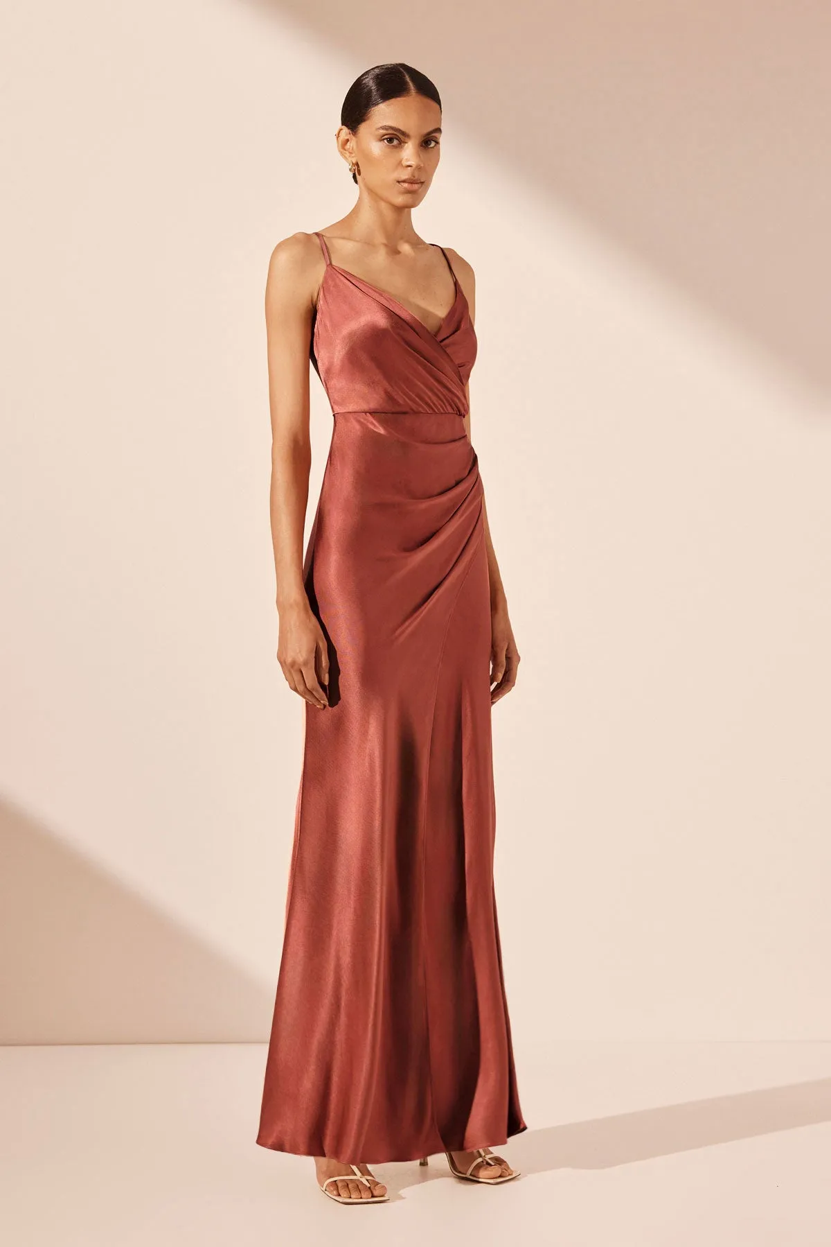 LA LUNE CROSS DRAPED MAXI DRESS - TERRACOTTA sold by Shona Joy product image thumbnail 3
