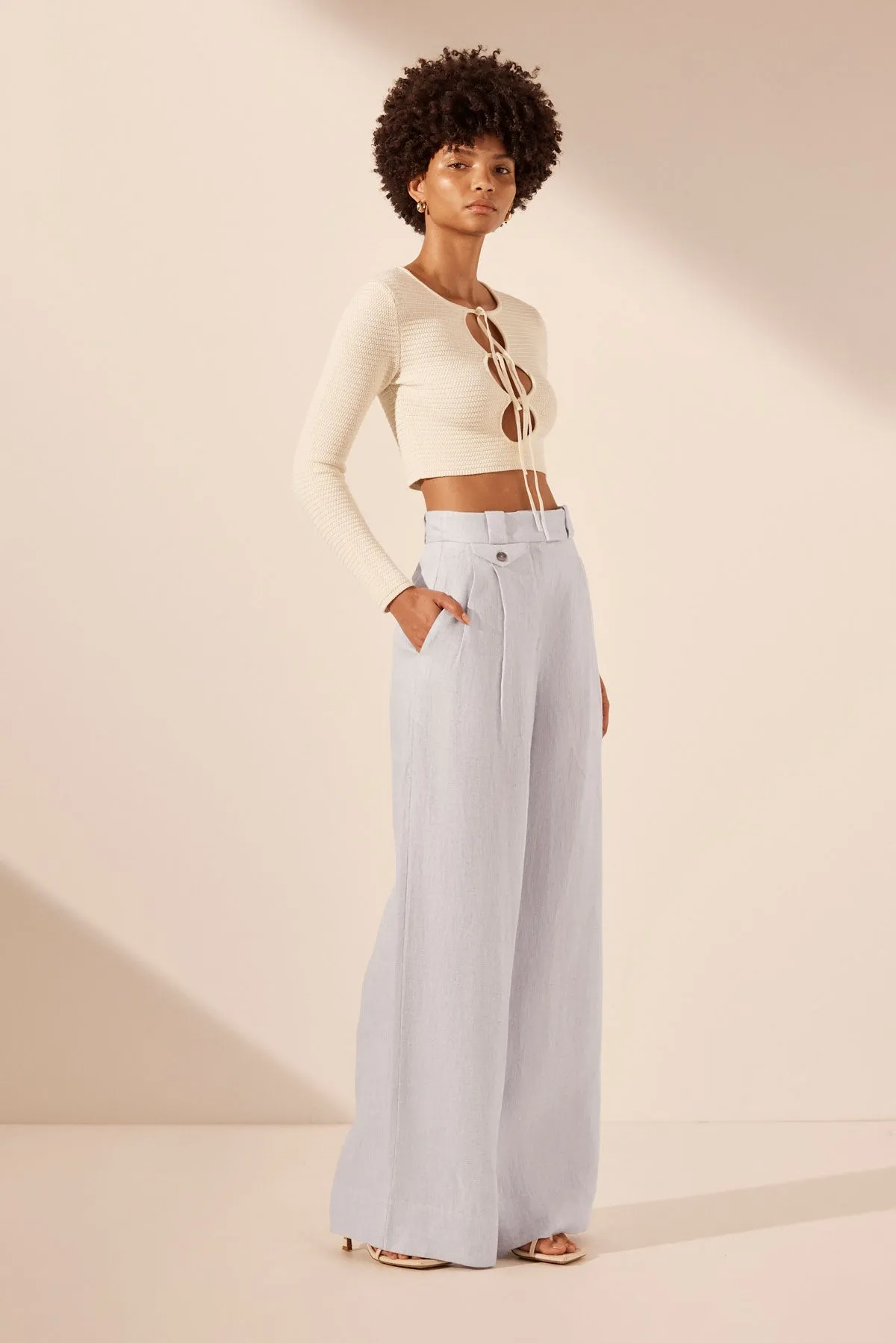 EVE LONG SLEEVE KEYHOLE TOP - COCONUT sold by Shona Joy product image thumbnail 3